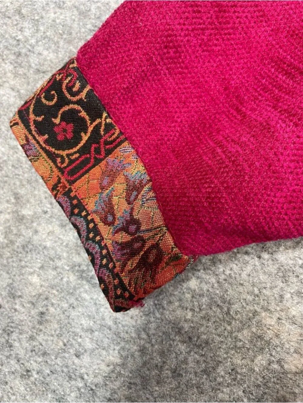 Vintage Napa Valley Embroidered Magenta Jacket Paisley Trim Large Boho Artsy